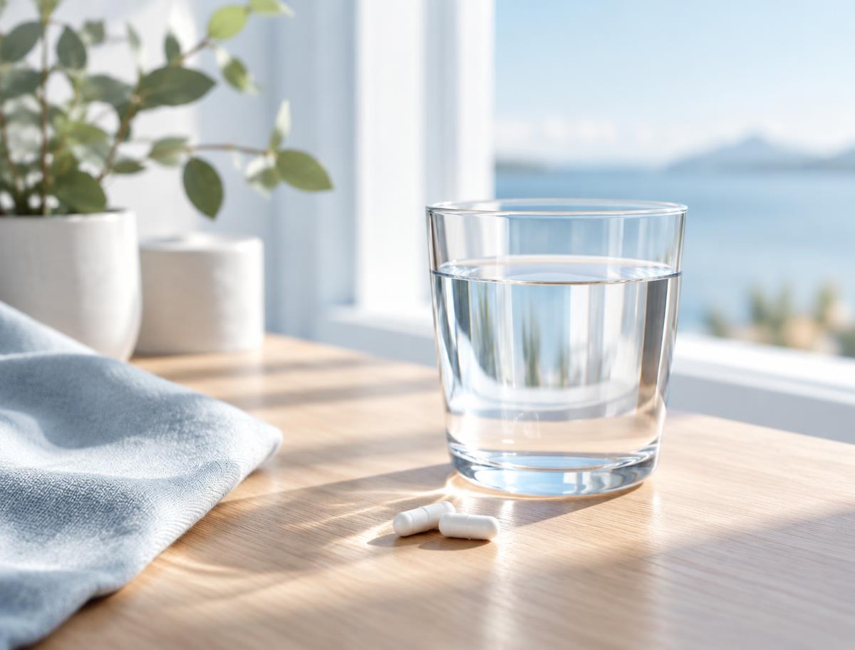 Healthletic Nattokinase daily capsule routine with a glass of water